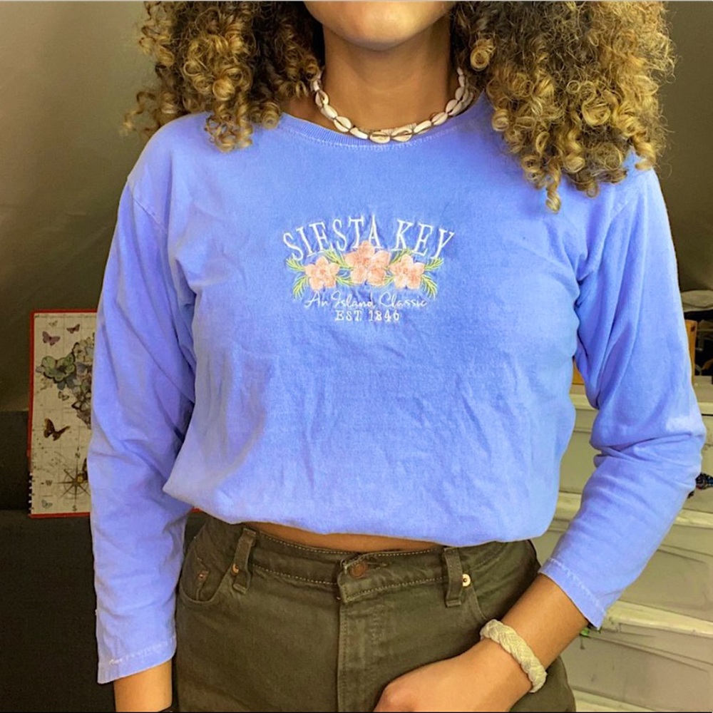 Periwinkle Embroidered Siesta Key Floral Tee